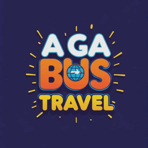 Logo podróży autobusem z globusem